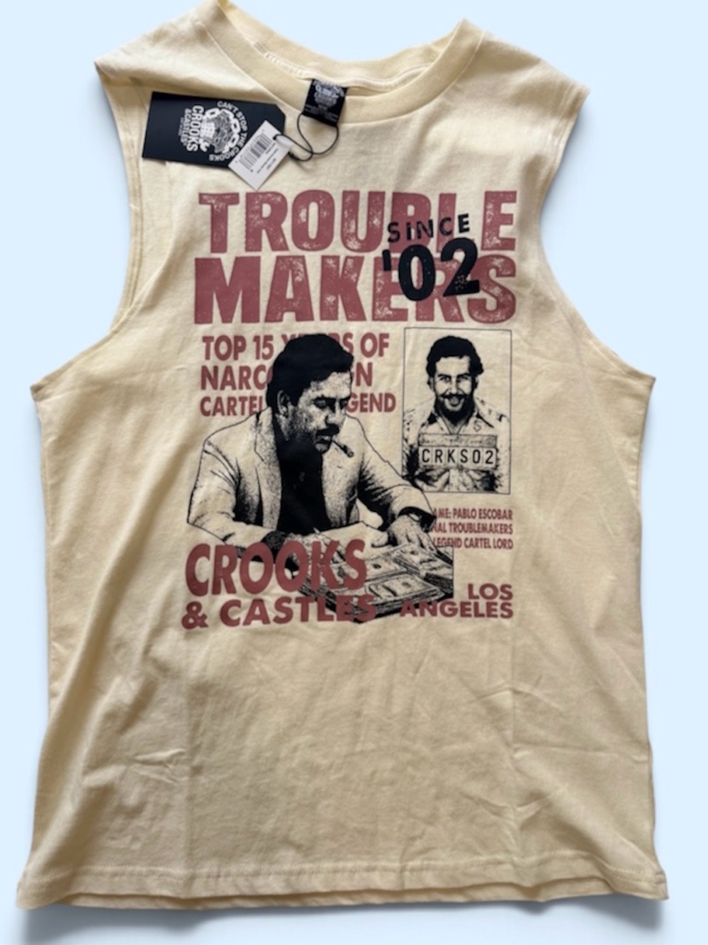 Crooks & Castles Beige Graphic Sleeveless Tee